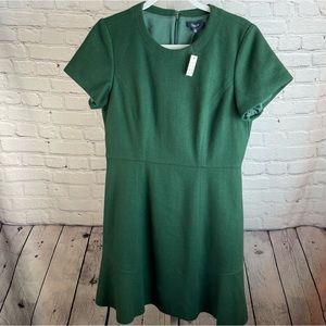 NWT Madewell Green Fit Flare Wool Mini Dress
